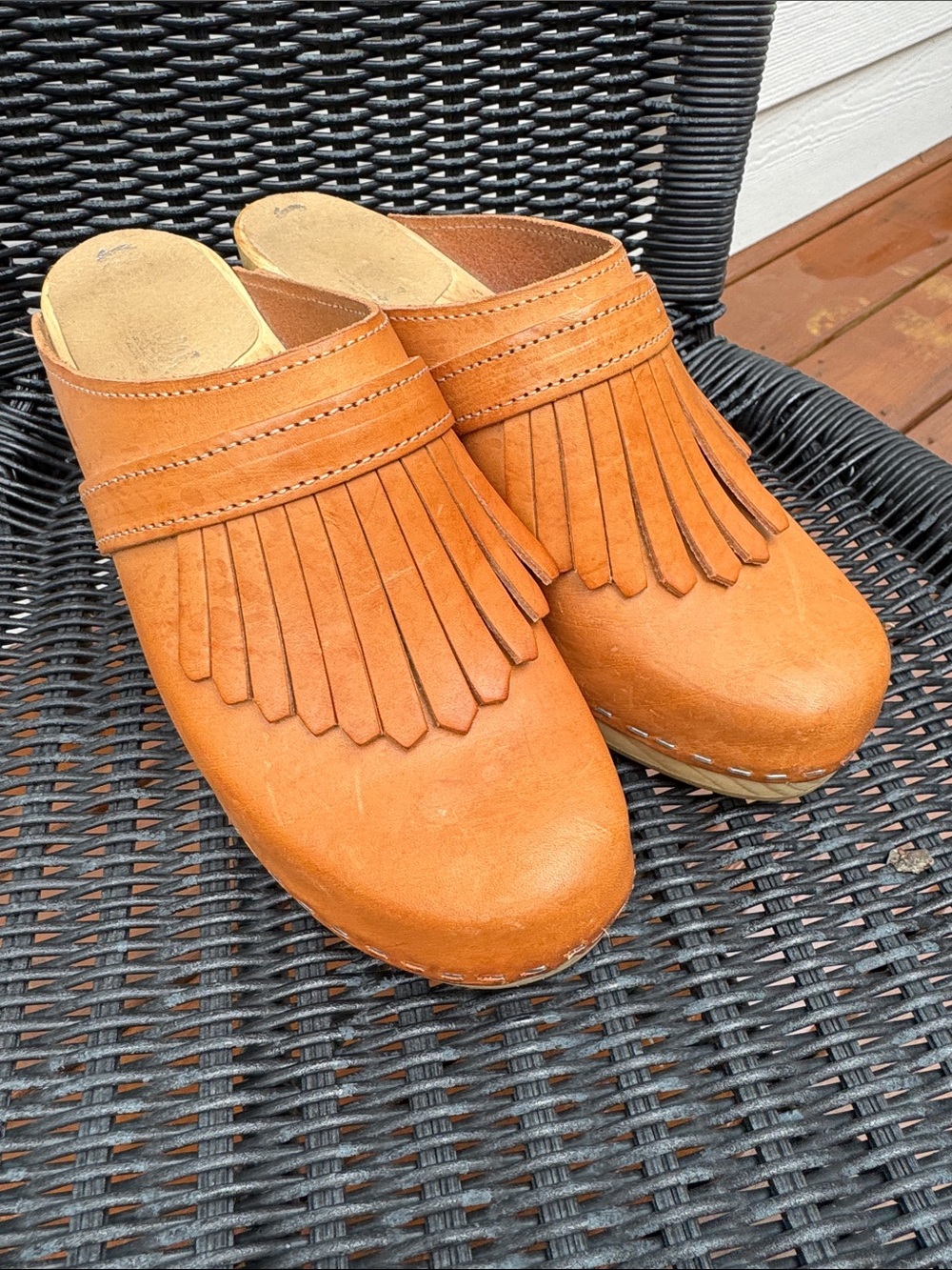 Sandgrens Venice Leather Clog Mules in Tan - Women's